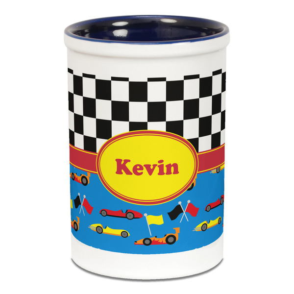 Custom Racing Car Ceramic Pencil Holders - Blue