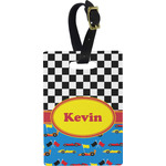 Racing Car Plastic Luggage Tag - Rectangular w/ Name or Text