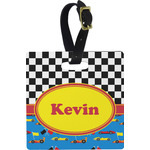 Racing Car Plastic Luggage Tag - Square w/ Name or Text