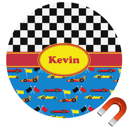 Racing Car Round Car Magnet - 6" (Personalized)