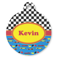 Racing Car Round Pet ID Tag - Large (Personalized)