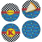 Racing Car Set of 4 Glass Appetizer / Dessert Plate 8" (Personalized)