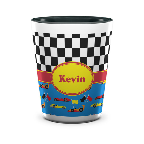 Custom Racing Car Ceramic Shot Glass - 1.5 oz - Two Tone - Set of 4 (Personalized)