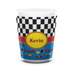 Racing Car Ceramic Shot Glass - 1.5 oz - White - Single (Personalized)