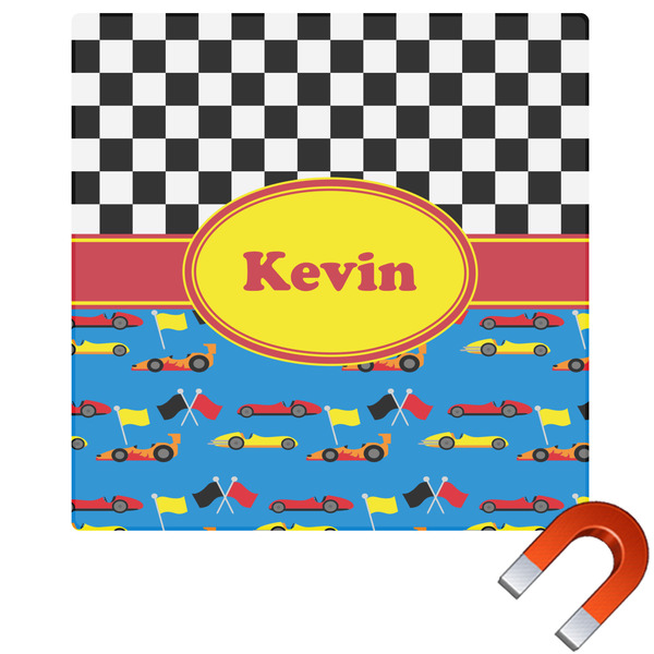 Custom Racing Car Square Car Magnet - 6" (Personalized)