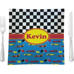 Racing Car Glass Square Lunch / Dinner Plate 9.5" (Personalized)