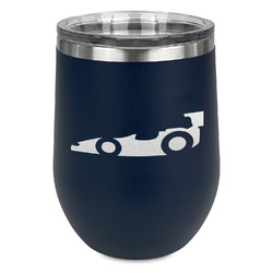 Racing Car Stemless Stainless Steel Wine Tumbler - Navy - Single Sided