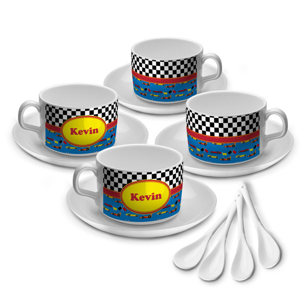 Custom Racing Car Tea Cup - Set of 4 (Personalized)