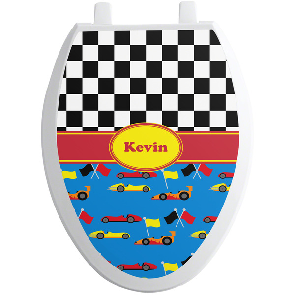 Custom Racing Car Toilet Seat Decal - Elongated (Personalized)