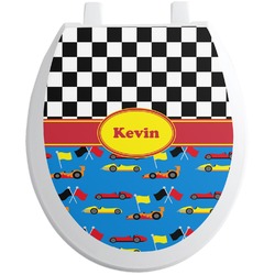 Racing Car Toilet Seat Decal - Round (Personalized)