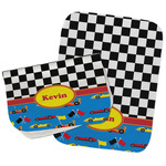 Racing Car Burp Cloths - Fleece - Set of 2 w/ Name or Text