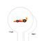 Racing Car White Plastic 6" Food Pick - Round - Single Sided - Front & Back