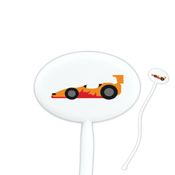 Racing Car 7" Oval Plastic Stir Sticks - White - Double Sided