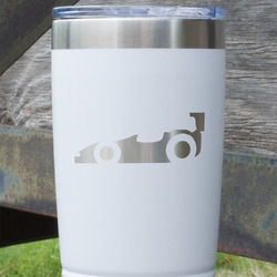 Racing Car 20 oz Stainless Steel Tumbler - White - Double Sided (Personalized)
