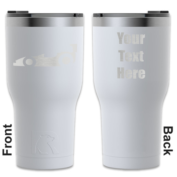 Custom Racing Car RTIC Tumbler - White - Engraved Front & Back (Personalized)