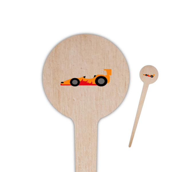 Custom Racing Car 4" Round Wooden Food Picks - Double Sided