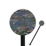 Water Lilies by Claude Monet 5.5" Round Plastic Stir Sticks - Black - Double Sided