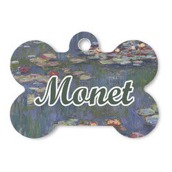 Water Lilies by Claude Monet Bone Shaped Dog ID Tag - Large