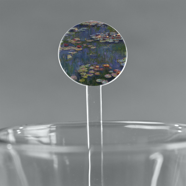 Custom Water Lilies by Claude Monet 7" Round Plastic Stir Sticks - Clear