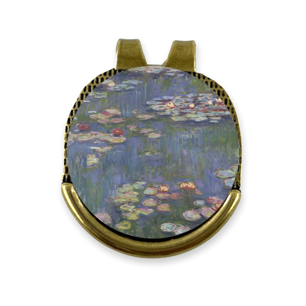 Custom Water Lilies by Claude Monet Golf Ball Marker - Hat Clip - Gold