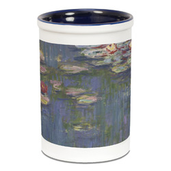 Water Lilies by Claude Monet Ceramic Pencil Holders - Blue
