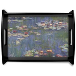 Water Lilies by Claude Monet Black Wooden Tray - Large