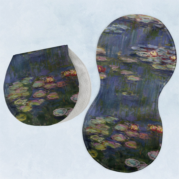 Custom Water Lilies by Claude Monet Burp Pads - Velour - Set of 2