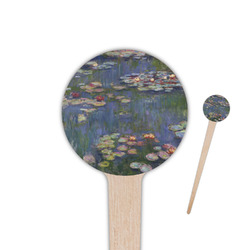 Water Lilies by Claude Monet 4" Round Wooden Food Picks - Double Sided