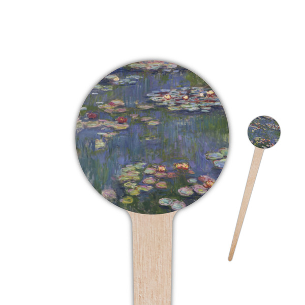 Custom Water Lilies by Claude Monet 4" Round Wooden Food Picks - Double Sided