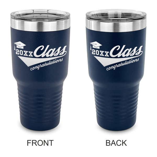 Custom Graduating Students 30 oz Stainless Steel Tumbler - Navy - Double Sided (Personalized)