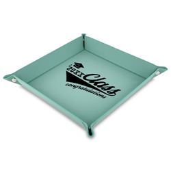 Graduating Students Faux Leather Dice Tray - 9" x 9"  - Teal (Personalized)