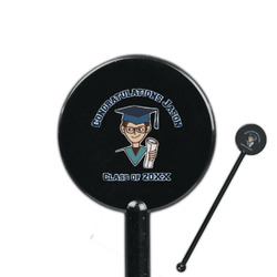 Graduating Students 5.5" Round Plastic Stir Sticks - Black - Double Sided (Personalized)