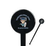 Graduating Students 7" Round Plastic Stir Sticks - Black - Single Sided (Personalized)