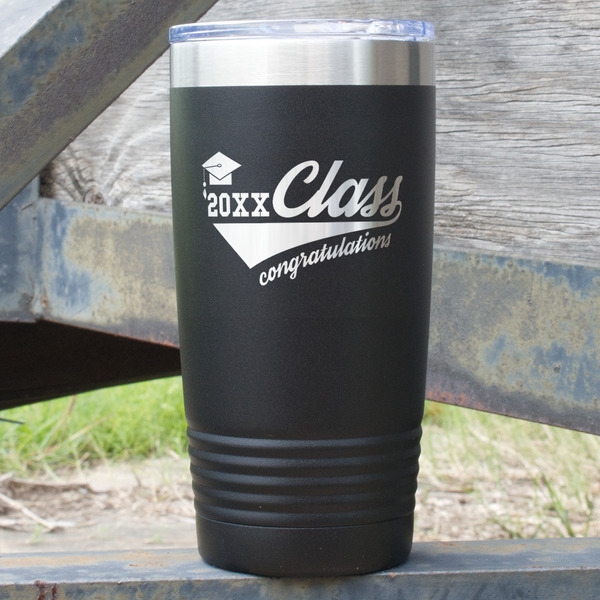 Custom Graduating Students 20 oz Stainless Steel Tumbler - Black - Double Sided (Personalized)