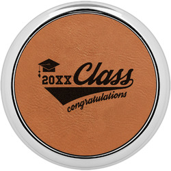 Graduating Students Leatherette Round Coaster w/ Silver Edge - Single or Set (Personalized)