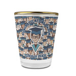 Graduating Students Glass Shot Glass - 1.5 oz - with Gold Rim - Set of 4 (Personalized)