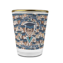 Graduating Students Glass Shot Glass - 1.5 oz - with Gold Rim - Single (Personalized)