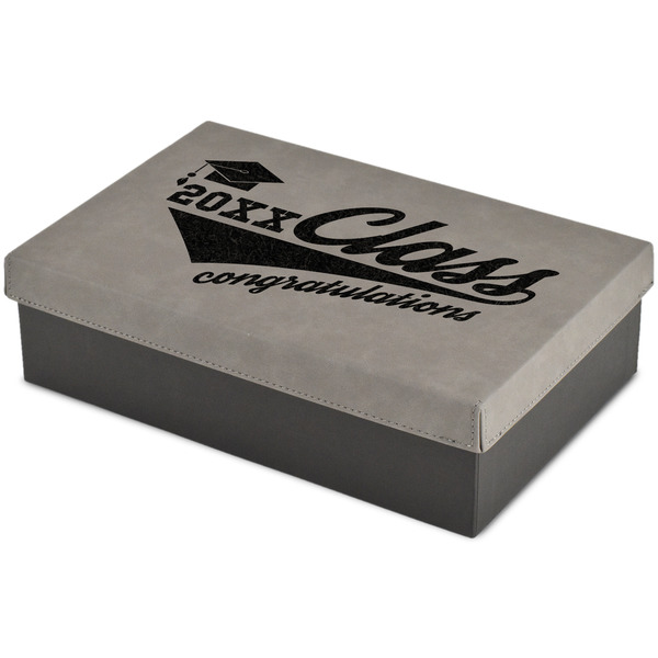 Custom Graduating Students Large Gift Box w/ Engraved Leather Lid (Personalized)