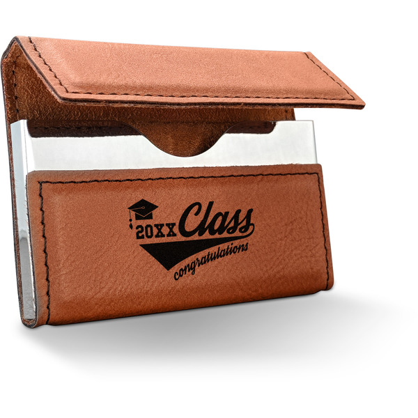 Custom Graduating Students Leatherette Business Card Holder - Single Sided (Personalized)