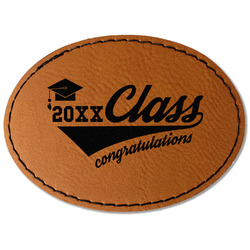 Graduating Students Faux Leather Iron On Patch - Oval (Personalized)