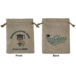 Graduating Students Medium Burlap Gift Bag - Front & Back (Personalized)