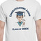 Graduating Students White Crew T-Shirt on Model - CloseUp