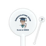 Graduating Students 5.5" Round Plastic Stir Sticks - White - Double Sided (Personalized)