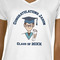 Graduating Students White V-Neck T-Shirt on Model - CloseUp