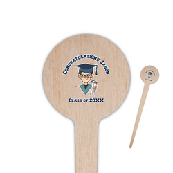 Graduating Students 4" Round Wooden Food Picks - Single Sided (Personalized)