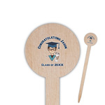 Graduating Students 6" Round Wooden Food Picks - Single Sided (Personalized)