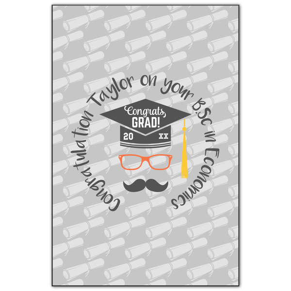 Custom Hipster Graduate Wood Print - 20x30 (Personalized)