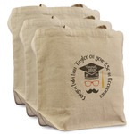 Hipster Graduate Reusable Cotton Grocery Bags - Set of 3 (Personalized)