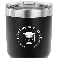 Hipster Graduate 30 oz Stainless Steel Tumbler - Black - Single Sided (Personalized)