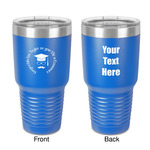 Hipster Graduate 30 oz Stainless Steel Tumbler - Royal Blue - Double-Sided (Personalized)